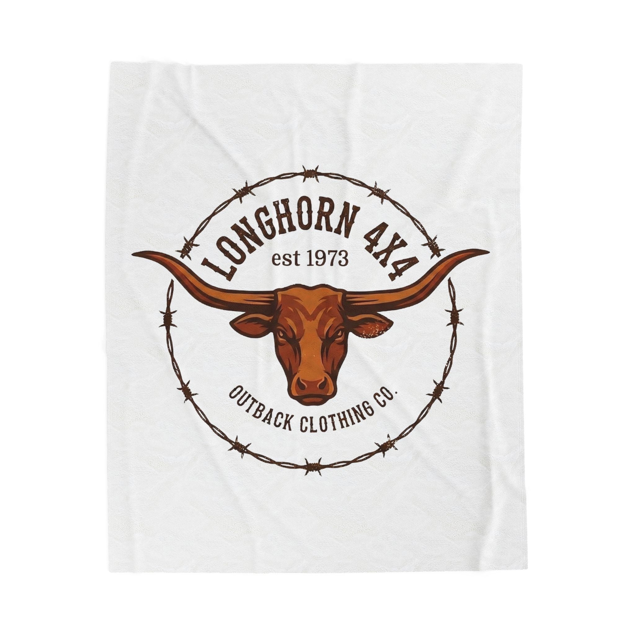 Longhorn 4x4 Velveteen Plush Blanket – Outback Clothing Co. Logo Throw