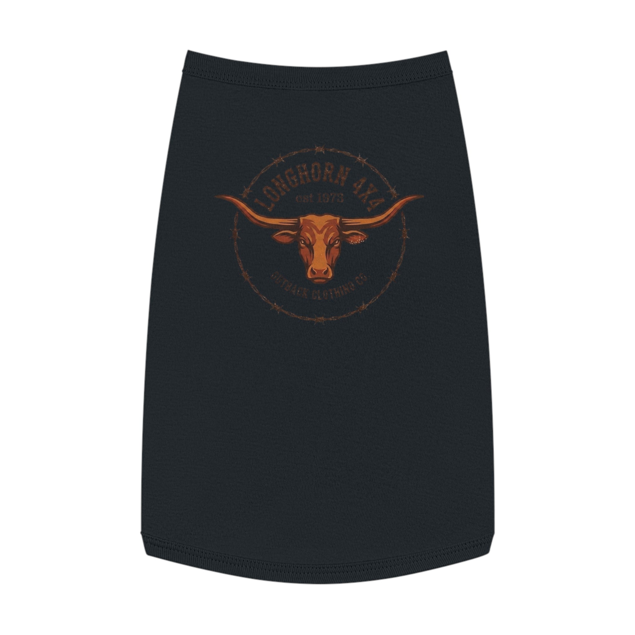 Longhorn 4x4 Pet Tank Top — Western Ranch Dog Shirt ("Longhorn 4x4" Logo)