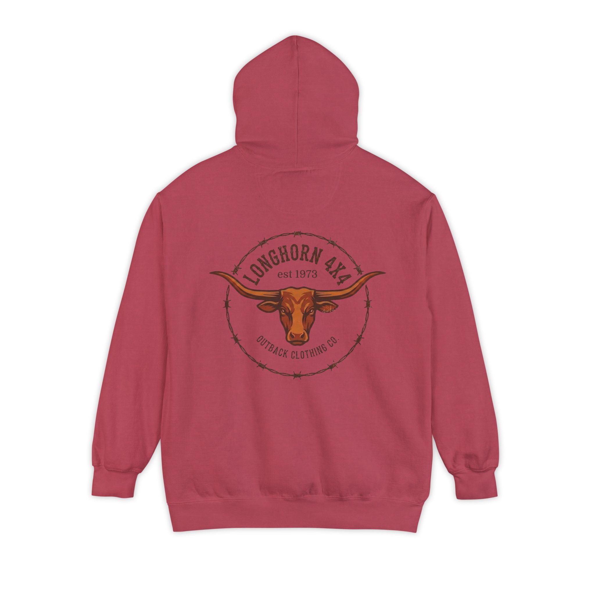 Longhorn 4x4 Coffee Ring Hoodie — Garment-Dyed Logo Sweatshirt