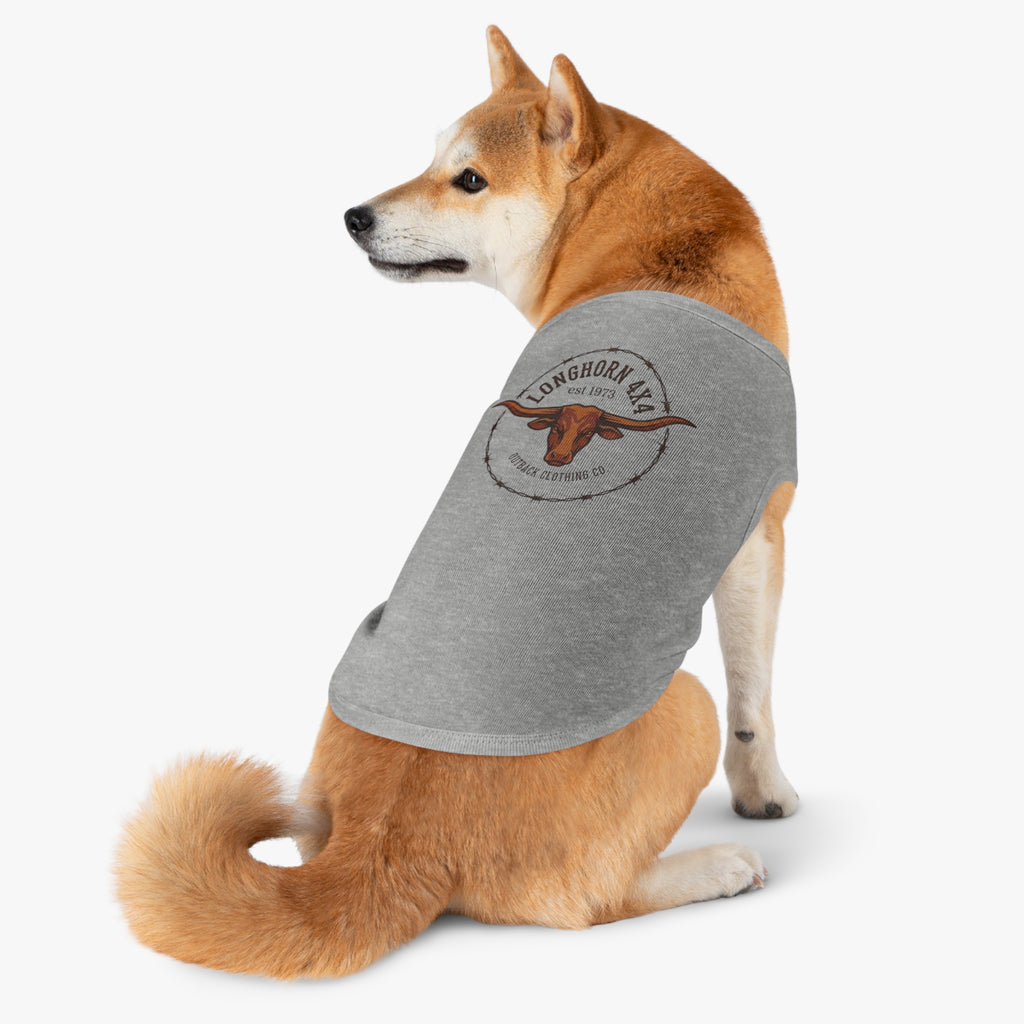 Longhorn 4x4 Pet Tank Top — Western Ranch Dog Shirt ("Longhorn 4x4" Logo)