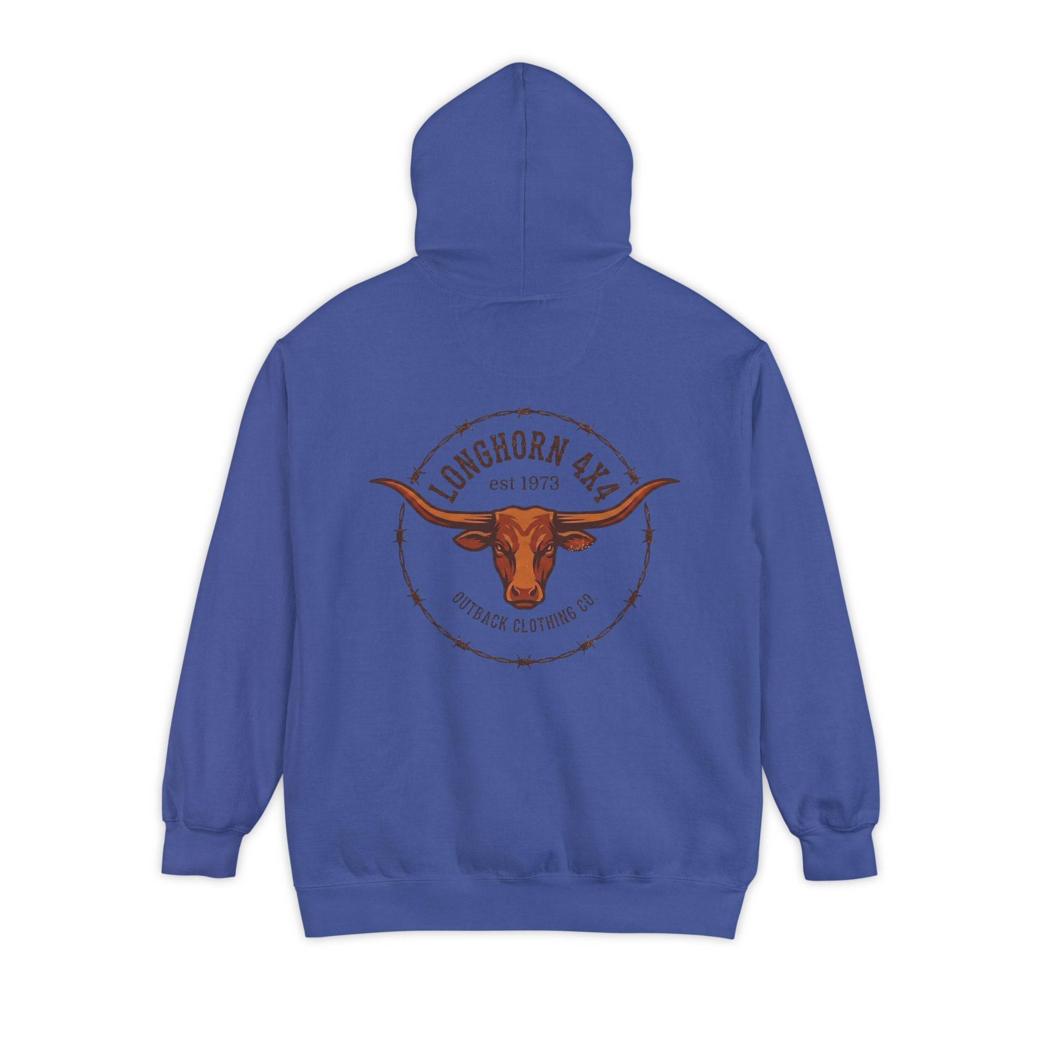 Longhorn 4x4 Coffee Ring Hoodie — Garment-Dyed Logo Sweatshirt
