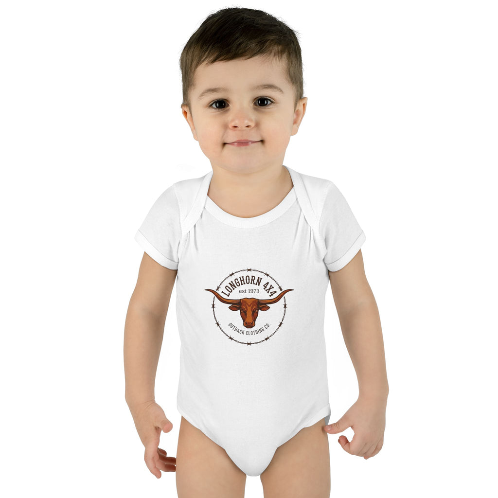 Longhorn Baby Bodysuit – 'Longhorns Ranch' Infant Rib Onesie