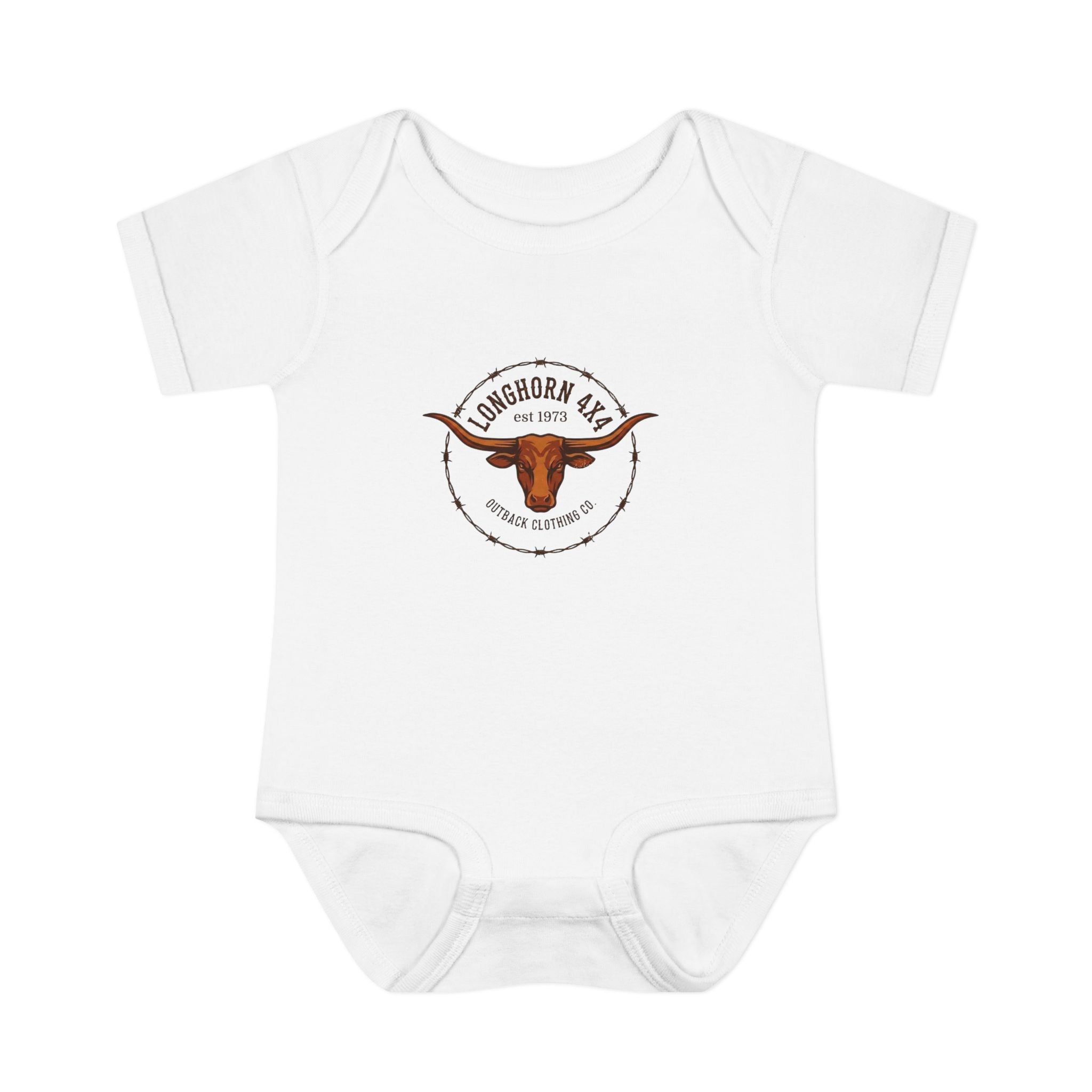 Longhorn Baby Bodysuit – 'Longhorns Ranch' Infant Rib Onesie