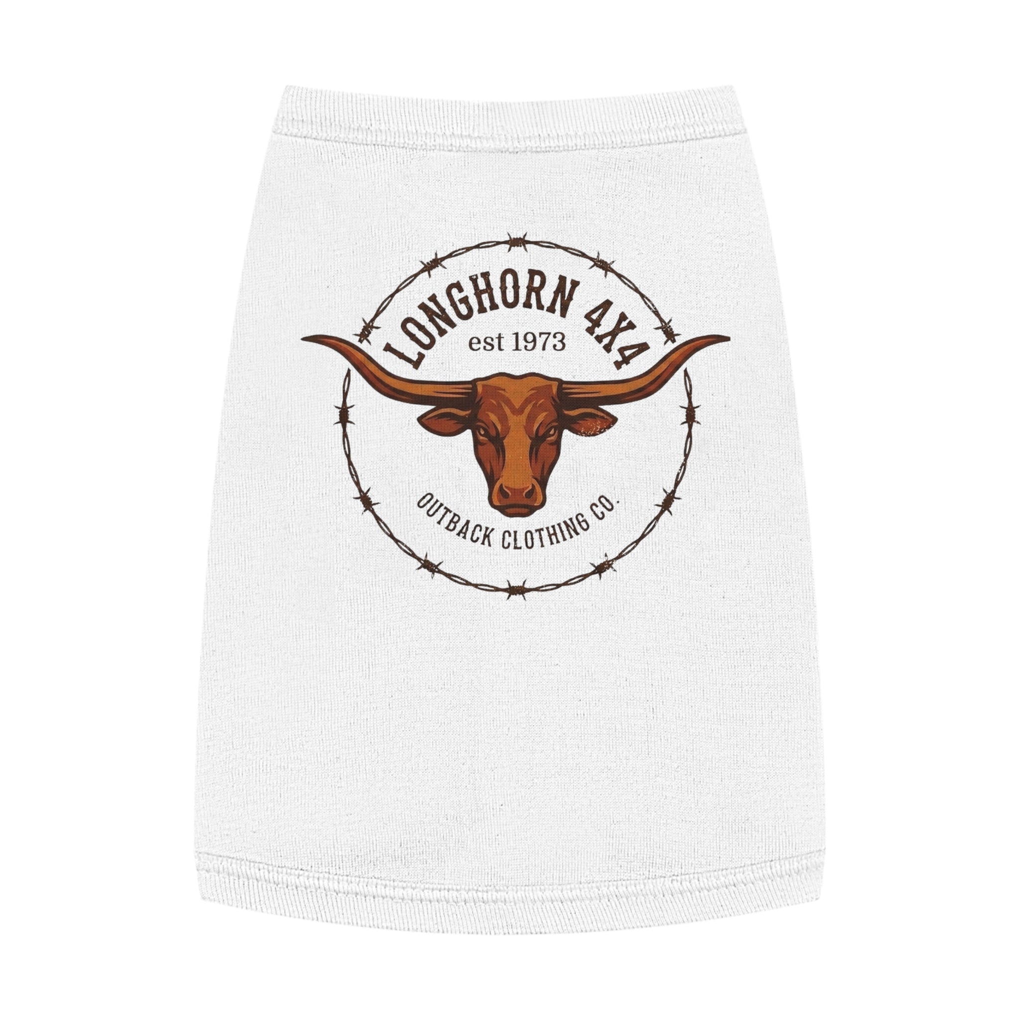 Longhorn 4x4 Pet Tank Top — Western Ranch Dog Shirt ("Longhorn 4x4" Logo)
