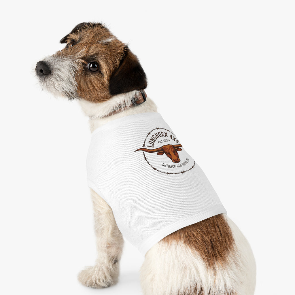 Longhorn 4x4 Pet Tank Top — Western Ranch Dog Shirt ("Longhorn 4x4" Logo)