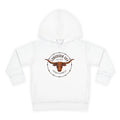 White hoodie with a logo on a white background
