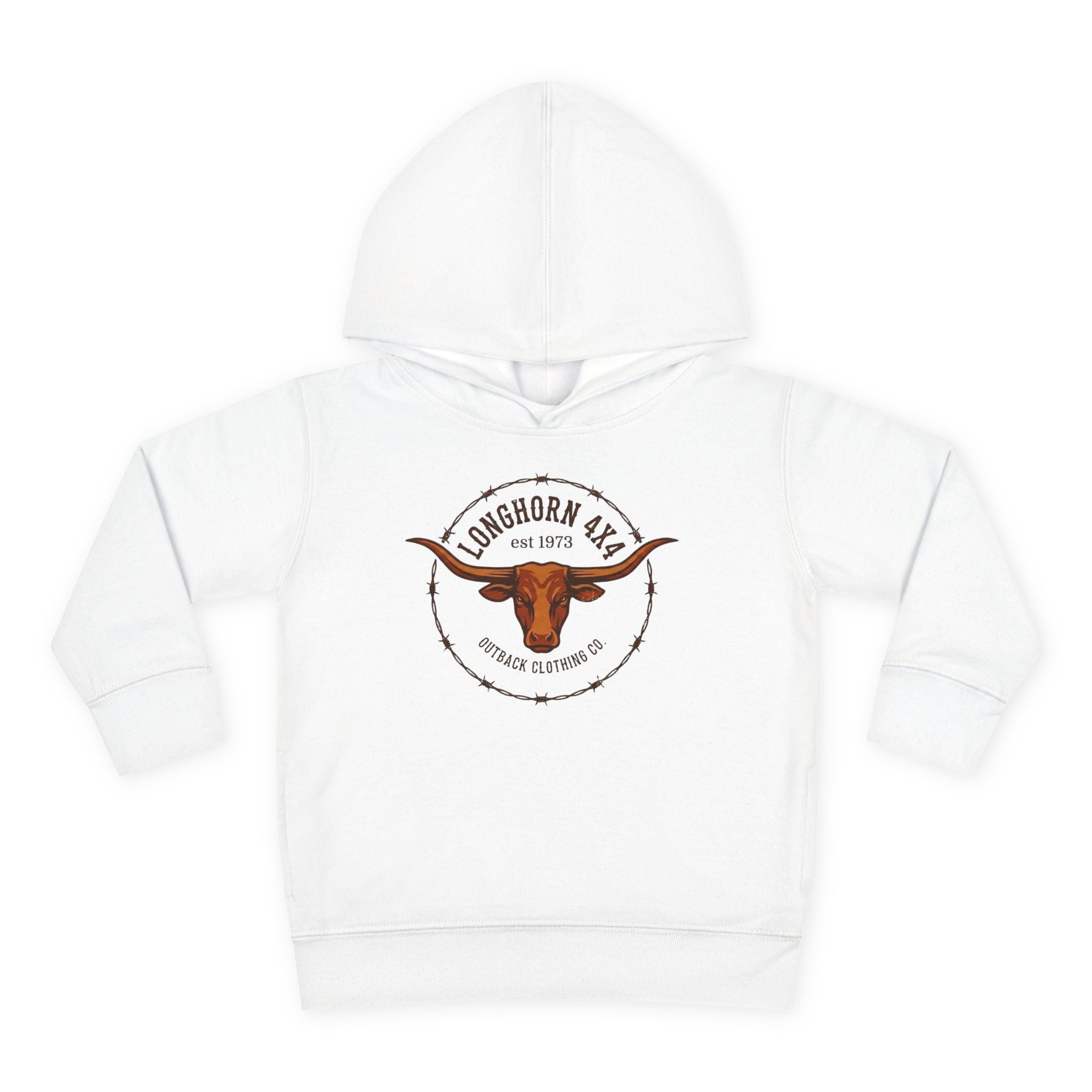 White hoodie with a logo on a white background