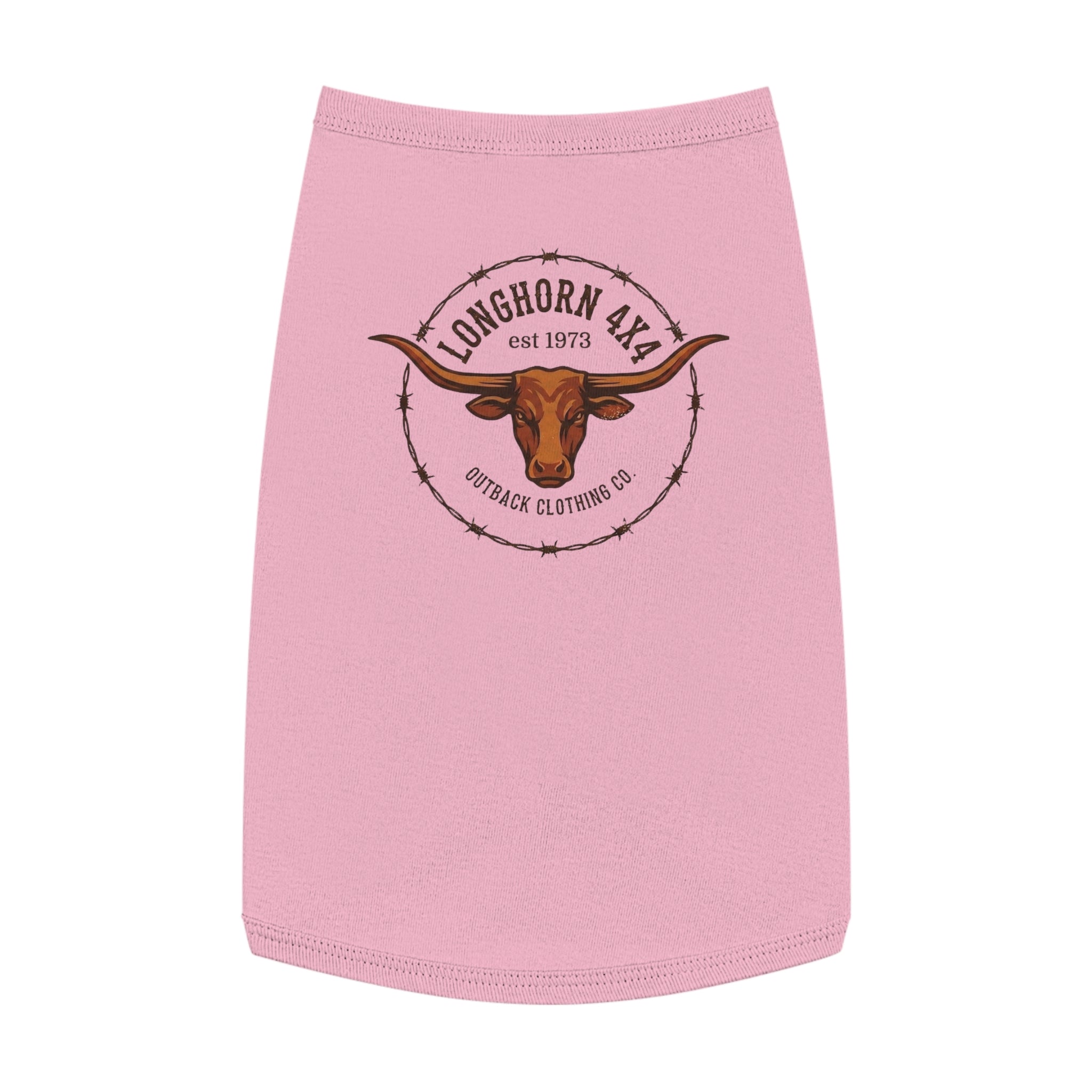 Longhorn 4x4 Pet Tank Top — Western Ranch Dog Shirt ("Longhorn 4x4" Logo)