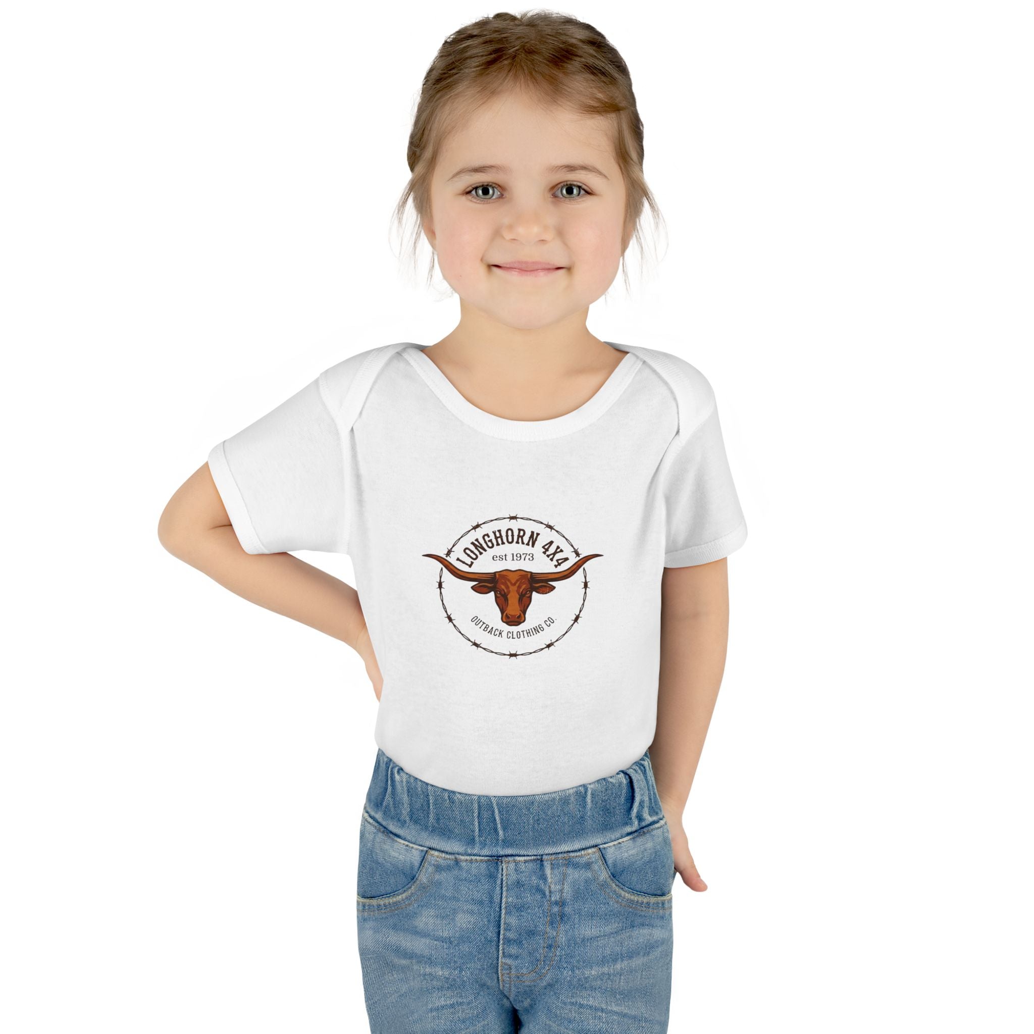 Longhorn Baby Bodysuit – 'Longhorns Ranch' Infant Rib Onesie