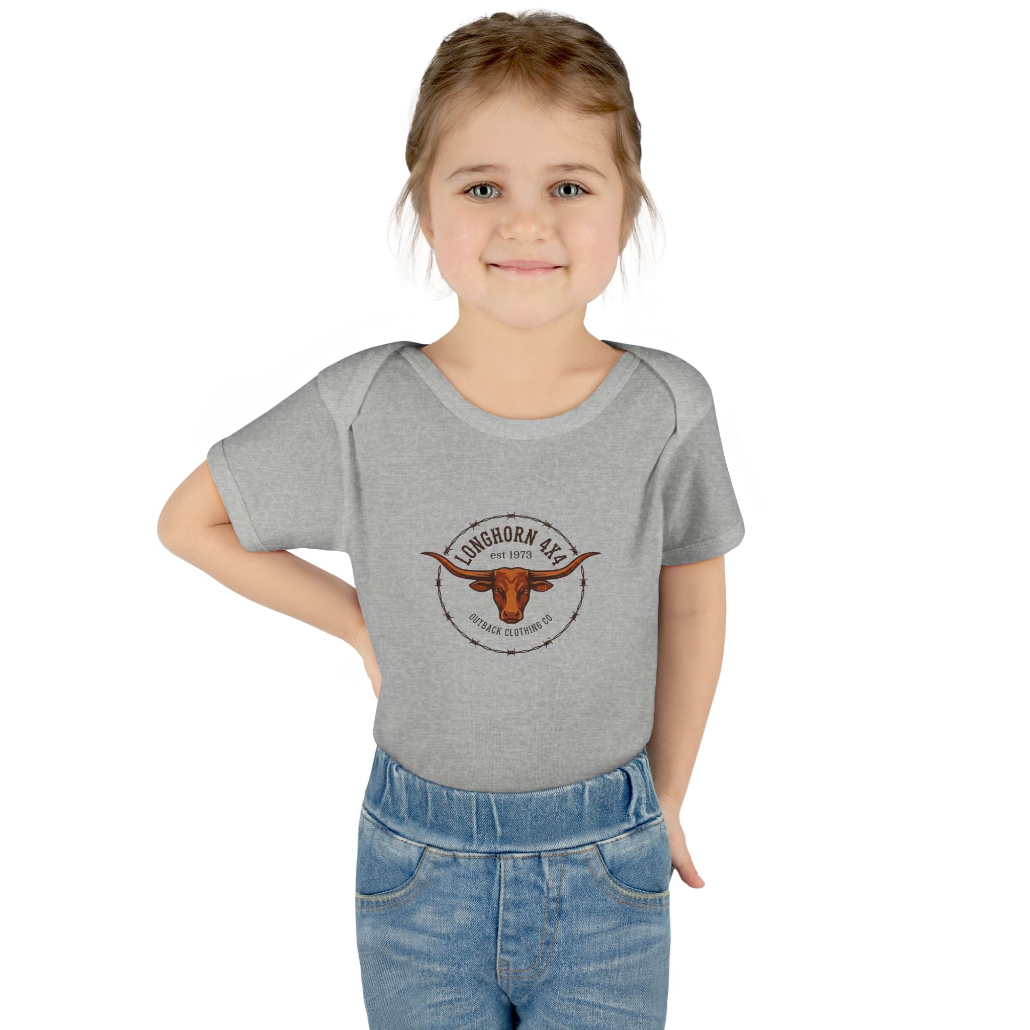 Longhorn Baby Bodysuit – 'Longhorns Ranch' Infant Rib Onesie