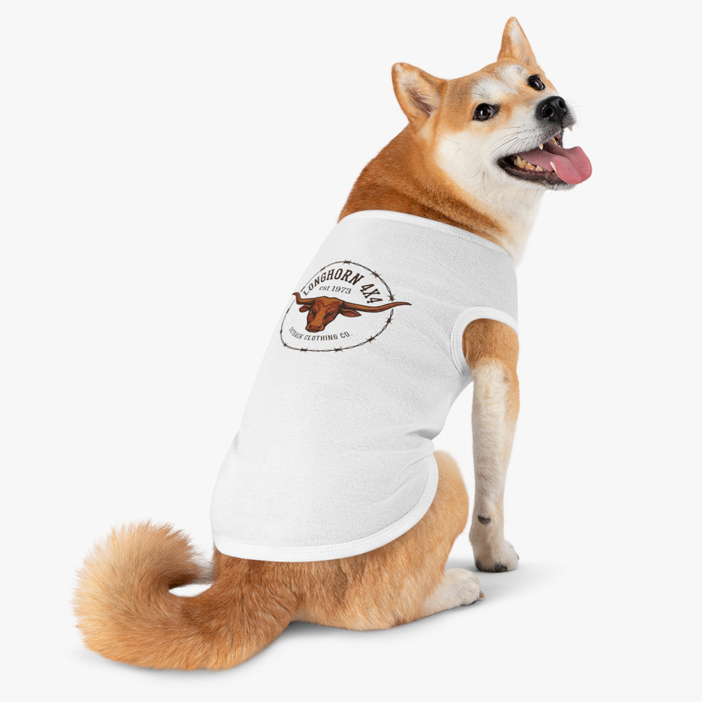 Longhorn 4x4 Pet Tank Top — Western Ranch Dog Shirt ("Longhorn 4x4" Logo)