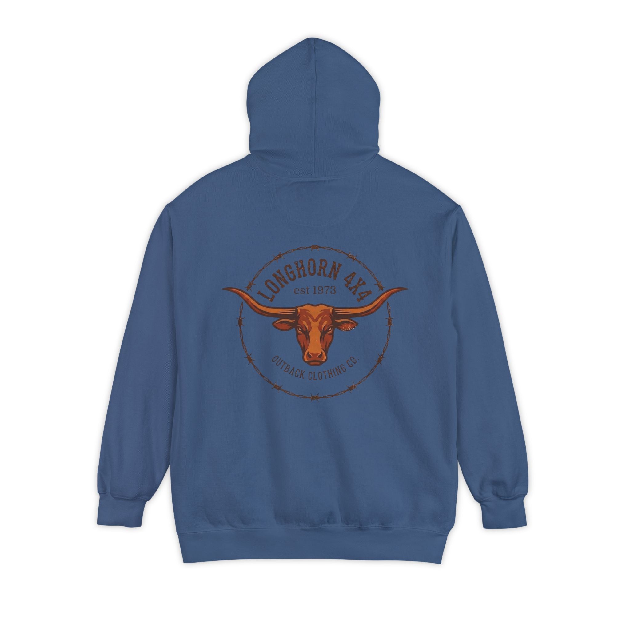 Longhorn 4x4 Coffee Ring Hoodie — Garment-Dyed Logo Sweatshirt