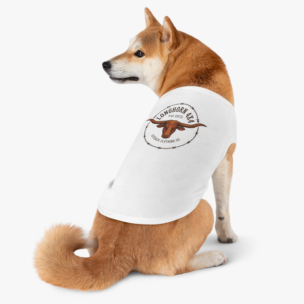 Longhorn 4x4 Pet Tank Top — Western Ranch Dog Shirt ("Longhorn 4x4" Logo)