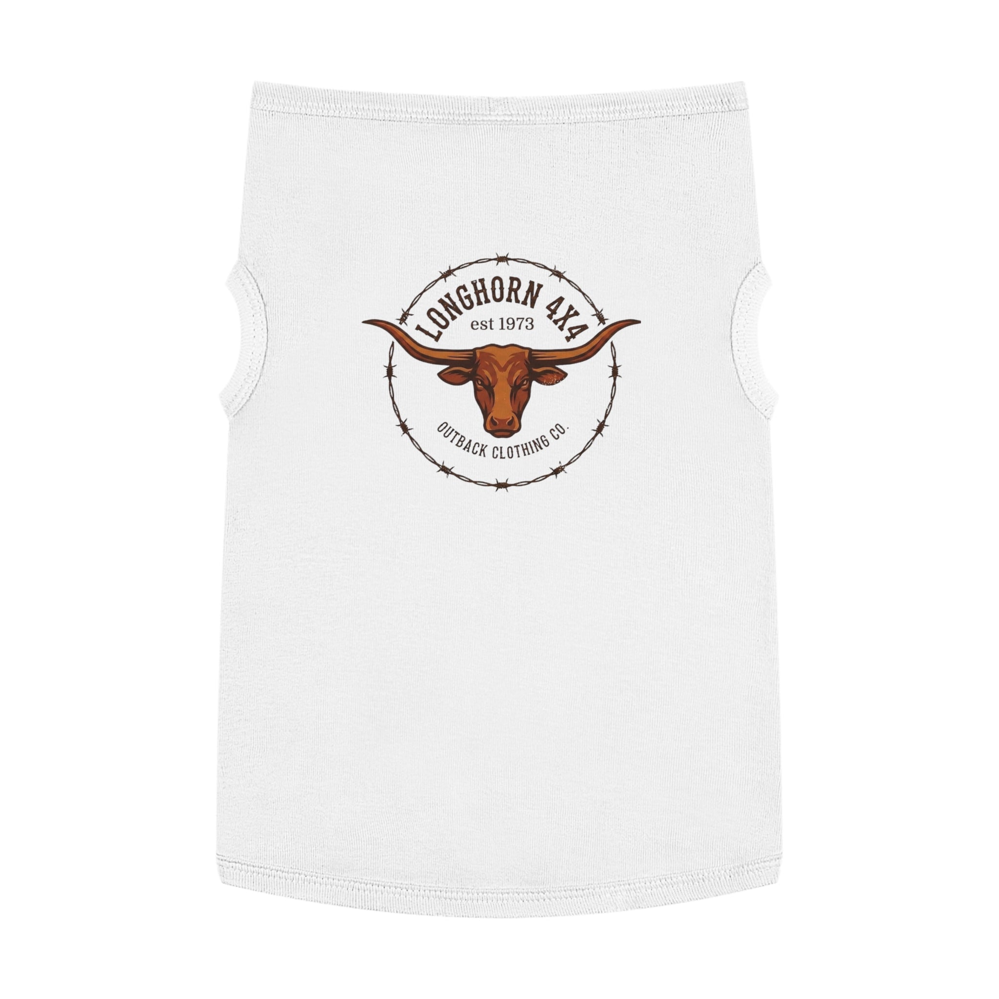 Longhorn 4x4 Pet Tank Top — Western Ranch Dog Shirt ("Longhorn 4x4" Logo)