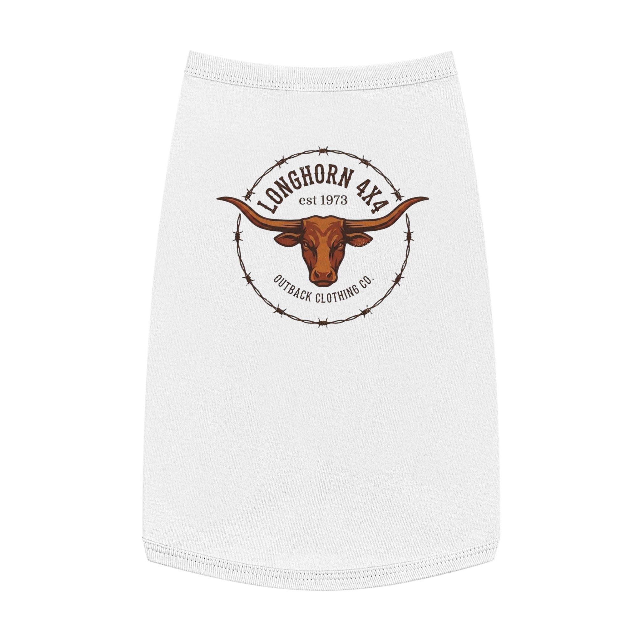 Longhorn 4x4 Pet Tank Top — Western Ranch Dog Shirt ("Longhorn 4x4" Logo)