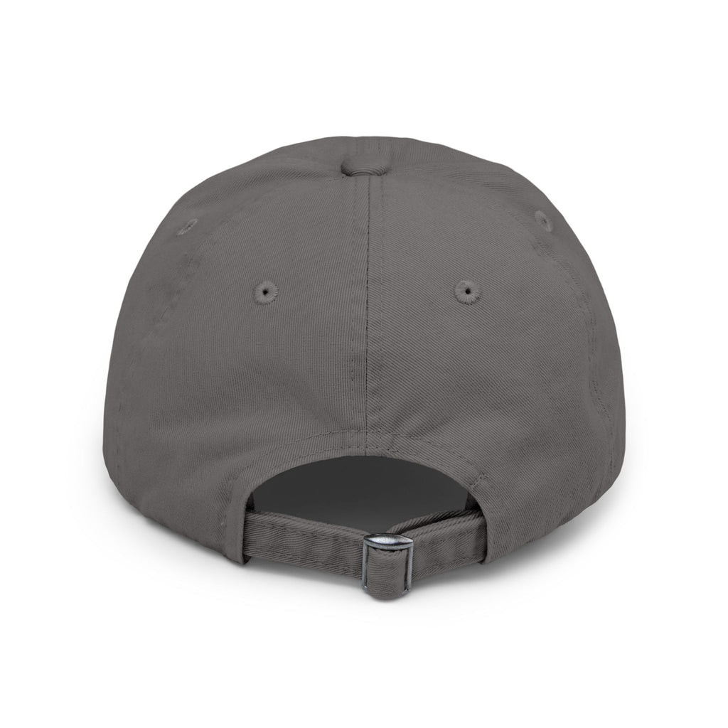 Gray cap with a strap on a white background